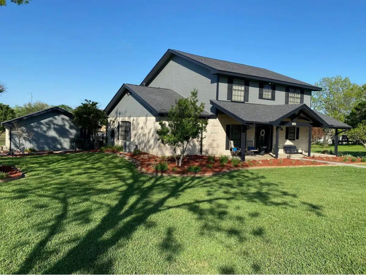 Modern two-story house with lawn